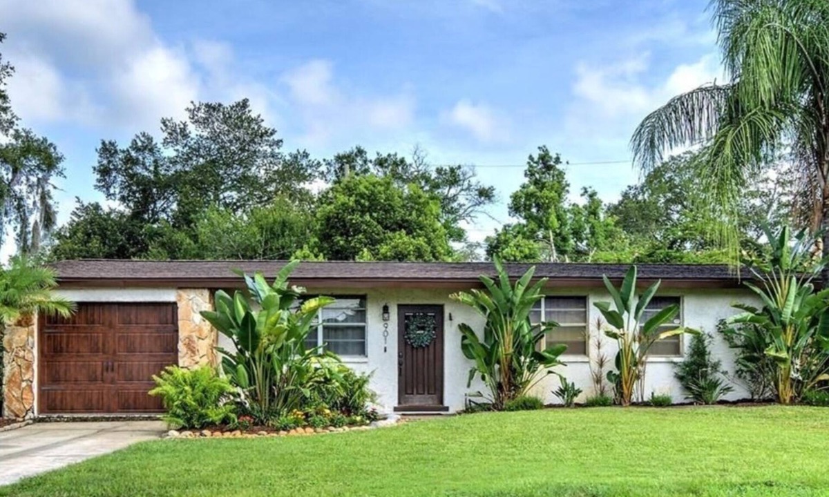 Lake Magdalene House | Cozy tropical home with lush palms, warm lights & relaxing vibe.