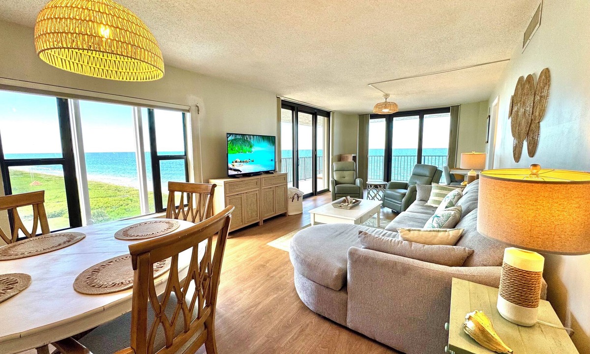 Fort Pierce Shores Condo | Direct oceanfront, corner balcony - amazing views ocean to river! On the beach!
