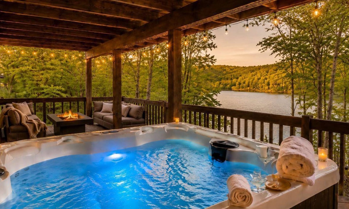 East Stroudsburg House | Lakefront Modern Escape with Hot Tub