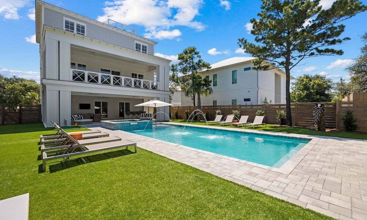 Seagrove Beach House | Sleeps 28! Oasis w Pool, Spa, LSV, Bikes, Basketball Court, Game Room! 5 Floors! 30A Dream Home!
