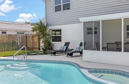 Indian Harbour Beach House | Blocks to Beach! Private POOL Spacious Home with Arcade, Bikes,Relaxing & FUN
