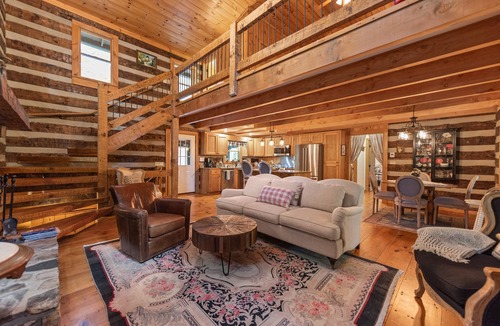 Todd Cabin | Cabin Chateau at Big Tree | Dreamy Deck with Outdoor Fireplace | Hot Tub & Foosball
