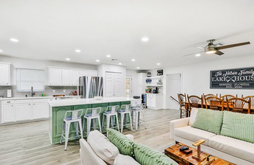 Sebring House | Dog-friendly lakefront home with fast WiFi, central AC, patio, & game room