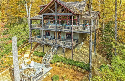Sapphire House | Dog-friendly, upscale cabin with gourmet kitchen, deck, hot tub & bocce court