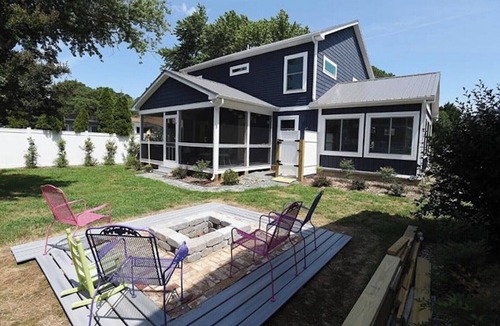 Dodds Addition House | Elegant Coastal Living: Screened-In Porch, Fire Pit, & A Short Walk to the Beach