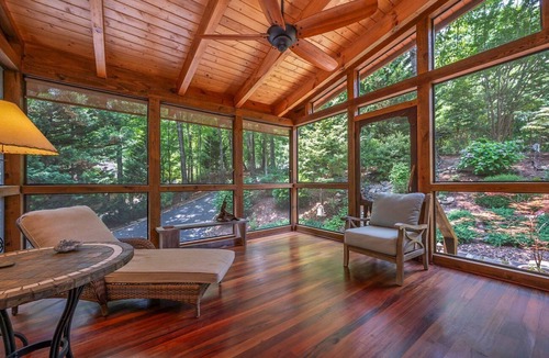 Mill Spring House | Kind Oak Lake House Peaceful Lakeside Cabin with Hot Tub & Private Dock in Mill Springs