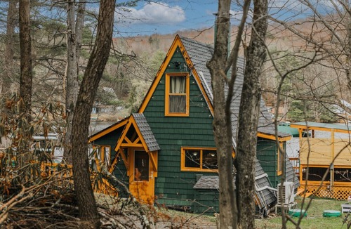 Hancock Cabin | Lakefront A-Frame | Hot Tub, Sauna, Fire Pit