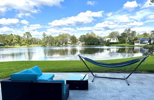 Saddlebrook Condo | Lakeview Townhome Retreat | Workspaces & Patio | Optional Saddlebrook Resort Amenities