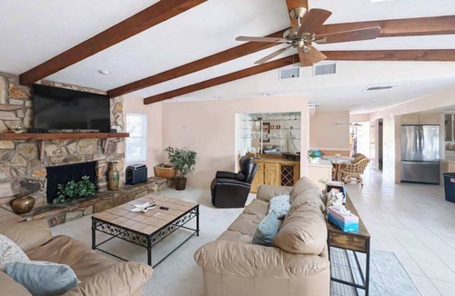 Sorrento Shores House | Waterfront home with pool dock accessible to Gulf dog friendly with AC & WD