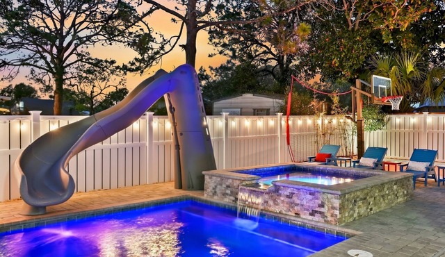 Accessible 5BR Oasis w/Heated Pool/Spa/TurboSlide, SportCourt, Minigolf, Beach