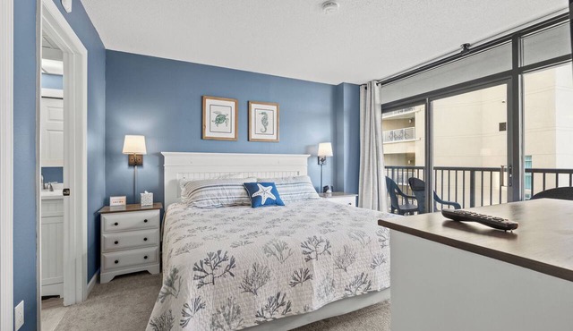 Beautiful ocean views from the balcony in this popular resort in Myrtle Beach
