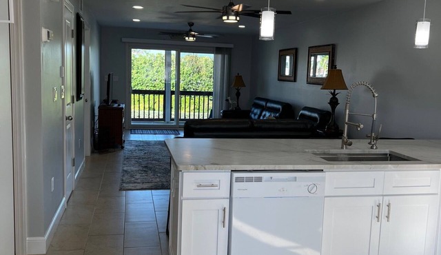 Fully furnished 2 bedroom 2 bath condo, across A1A from the beach.