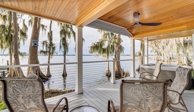 Hot Tub & Fire Pit: Lakefront Home on Lake Eloise