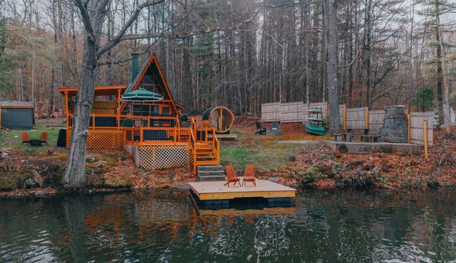 Lakefront A-Frame | Hot Tub, Sauna, Fire Pit