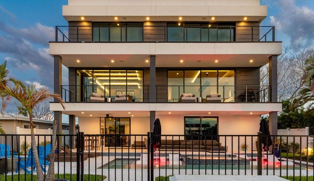 Luxury waterfront home: dock, pool, spa, golf sim