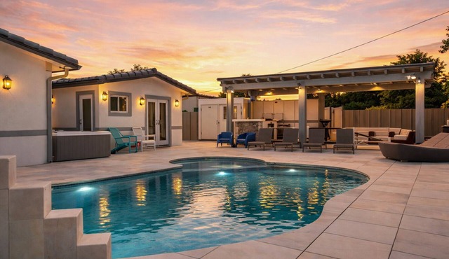 Modern Home Pool Jacuzzi BBQ Pool table