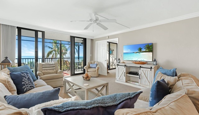 Sanibel Beachfront Luxury Condo Full Gulf View! 3BR, 2 BA! Covered Prkg! Sports!