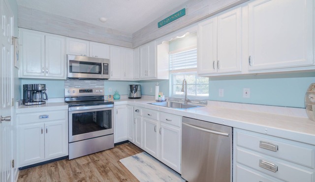 Sunset Lagoon | 3BR Beach Home, Large Deck, Fenced Yard, Walk to Sand & Shops