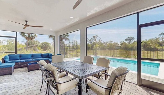 Well appointed new home with private pool, large yard, W/D & dog friendly