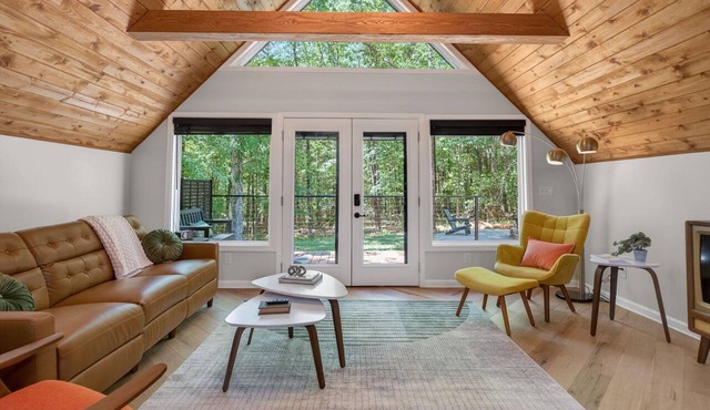 Wooded Mid‑Century Escape w/Fire Pit, Lake Access, Boat Parking