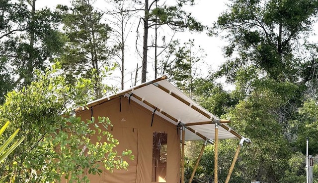 Spacious Double Safari Tent with Private Fire Pit Near Anna Maria Island in Bradenton, Florida